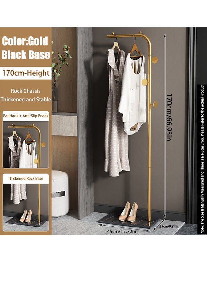 VUCATIN - Metal Coat Rack with Hooks and Stable Base Modern Coat Tree with Crossbar L Shaped Coat Hanger Stand Perchero De Pie Free Standing Coat Rack for Entryway and Corner Shelves (L-Type Gold) - Image 1