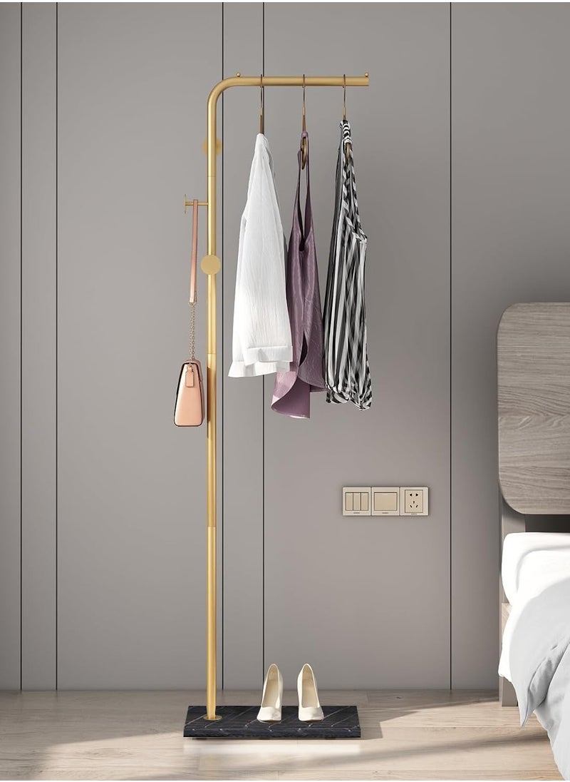 VUCATIN - Metal Coat Rack with Hooks and Stable Base Modern Coat Tree with Crossbar L Shaped Coat Hanger Stand Perchero De Pie Free Standing Coat Rack for Entryway and Corner Shelves (L-Type Gold) - Image 1