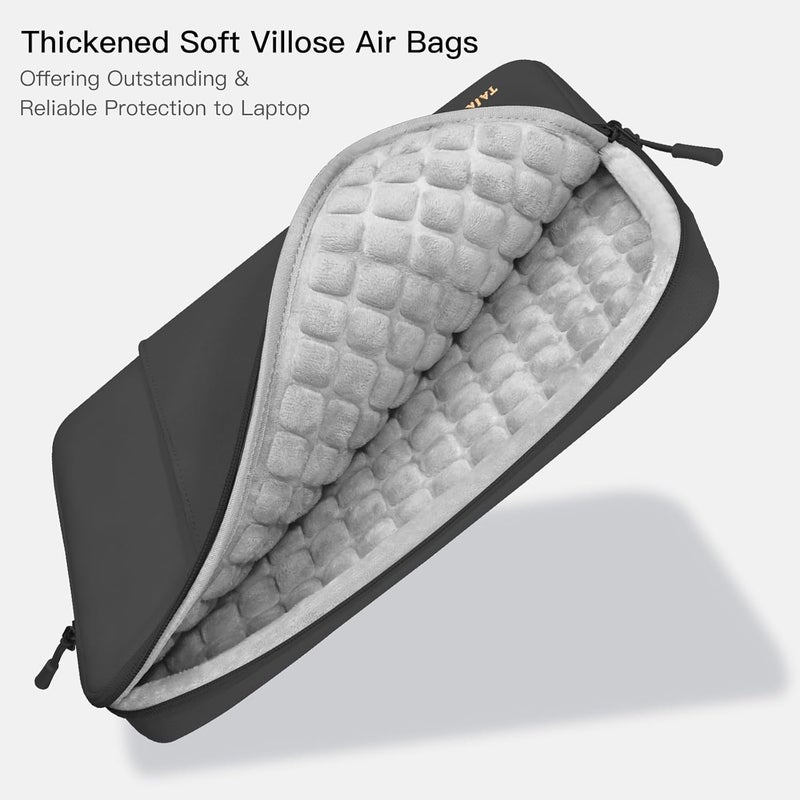 360 Villose Air Bags Protective Laptop Sleeve for 13-inch MacBook Air M2/A2681 M1/A2337 MacBook Pro M2/A2686 M1/A2338 Water-Resistant Case for 12.9 iPad Pro 6th/5th/4th/3rd Gen Black - Image 4