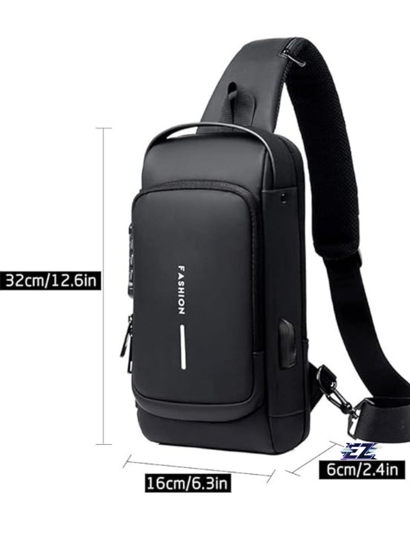 ELTRAZONE Waterproof Anti-Theft Sling Backpack for Men with USB Charging Port - Secure Crossbody Chest Bag - Image 2