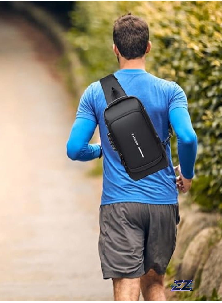 ELTRAZONE Waterproof Anti-Theft Sling Backpack for Men with USB Charging Port - Secure Crossbody Chest Bag - Image 5