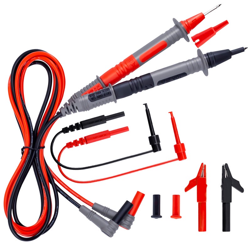 KAIWEETS Soft Silicone Electrician Test Leads Kit CAT III 1000V & CAT IV 600V with Alligator Clips and Needle Probe for Fluke/AstroAI/INNOVA Multimeter Electronic Clamp Meter 9PCS - Image 1