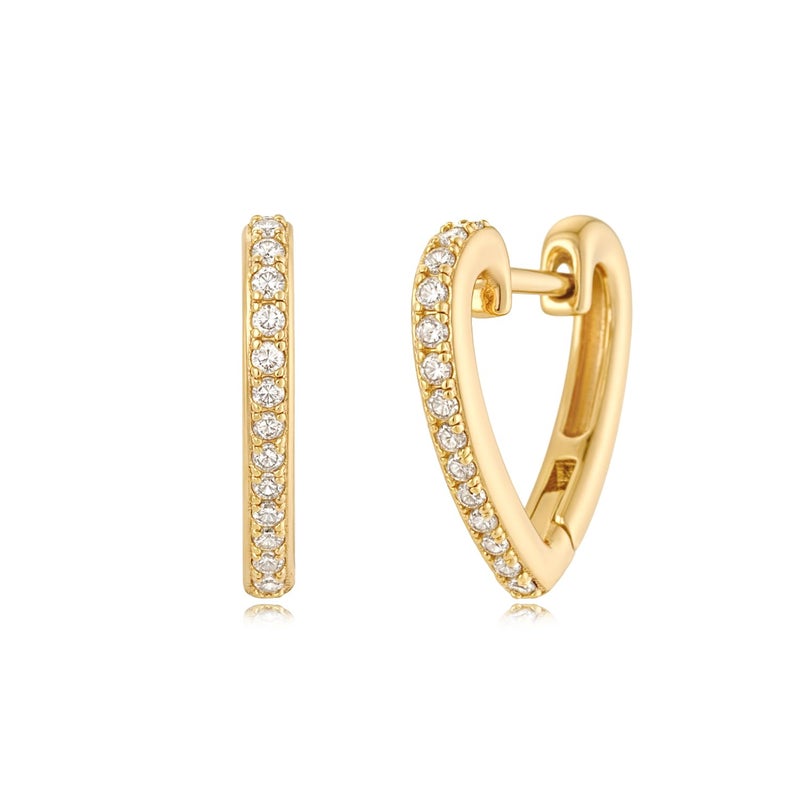 MYEARS أقراط النساء الذهب Huggie على شكل قلب هوب الأذن مربط الكفة زركون 14K صغيرة بسيطة هيبوالرجينيك المجوهرات اليومية - Image 1