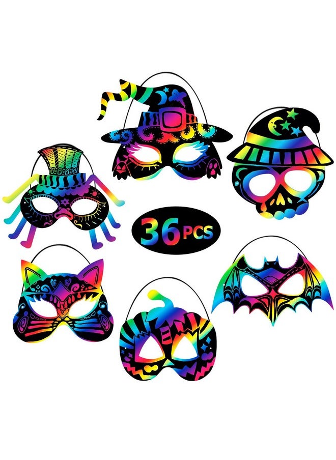 36Pcs Halloween Rainbow Scratch Mask, Art Craft Kit For Kids Birthday Cosplay Classroom Decoration, Magic Scratch Paper Halloween Party Favor Supplies Bat Witch Pumpkin Zombie Pirate Skull - pzsku/Z16AC744AD9812EB93C1BZ/45/_/1734348015/8a41b8ac-680b-47aa-8ffb-a17c81374dfb