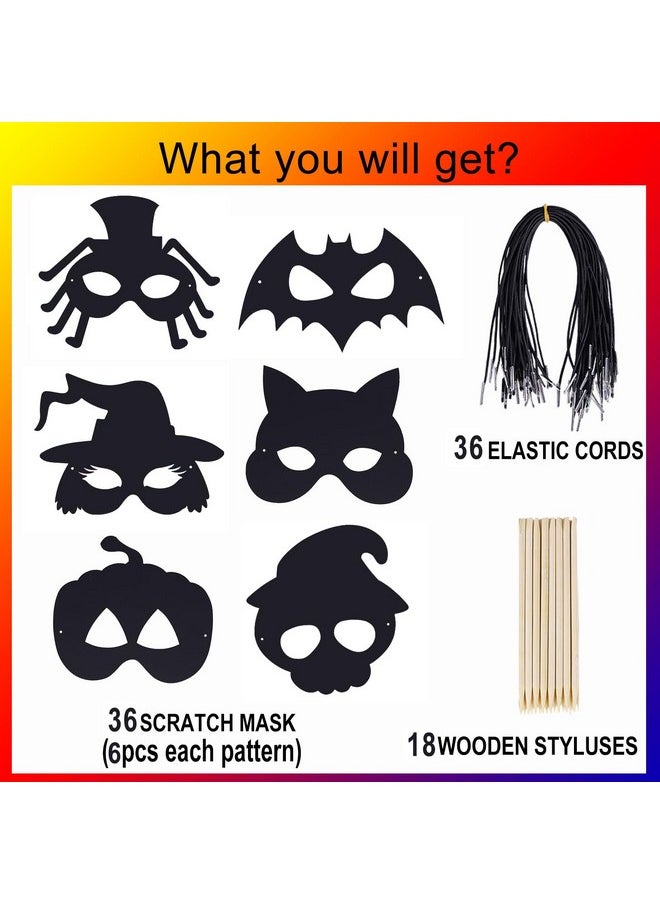 36Pcs Halloween Rainbow Scratch Mask, Art Craft Kit For Kids Birthday Cosplay Classroom Decoration, Magic Scratch Paper Halloween Party Favor Supplies Bat Witch Pumpkin Zombie Pirate Skull - pzsku/Z16AC744AD9812EB93C1BZ/45/_/1734348029/aba60d82-530b-4e53-bf06-9b1ce059e591