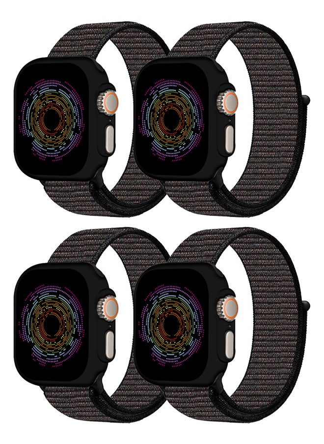 CATANES - 4 Pack Nylon Sport Loop Band Compatible with Apple Watch Bands 42mm 44mm 45mm 49mm Women Men Braided Elastic Wristbands Replacement Band for iWatch Series Ultra 2/Ultra/9/8/7/6/5/4/3/2/1/SE - Image 1