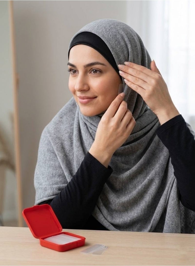 60 قطعة لاصق شفاف متعدد الاستخدامات للملابس والطرحة – شرائط تثبيت مزدوجة الوجه غير مرئية لتثبيت الحجاب والملابس ومنع الانزلاق – لاصق آمن وسهل الاستخدام للاستخدام اليومي والمناسبات - Image 4