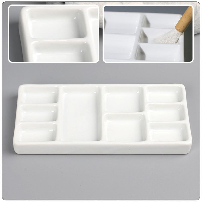 White Ceramic Mixing Palette Artist Paint Tray for Watercolor Gouache Oil Painting - Image 4