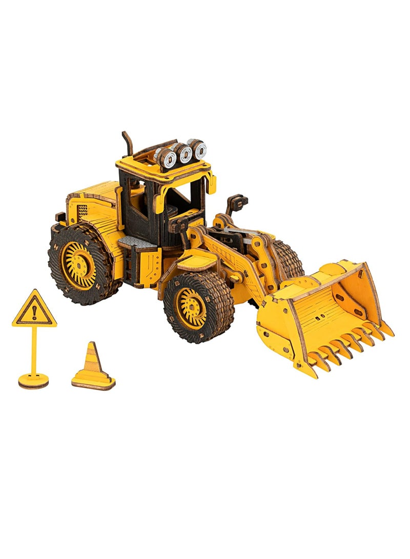 Robotime ROKR Bulldozer Engineering Vehicle 3D Wooden Puzzle TG509K,Assembly Brain Teaser 3D Wooden Puzzle DIY Build Model Crafts Kits, Unique Gifts and Home Decor for Teens or Adults - Image 1