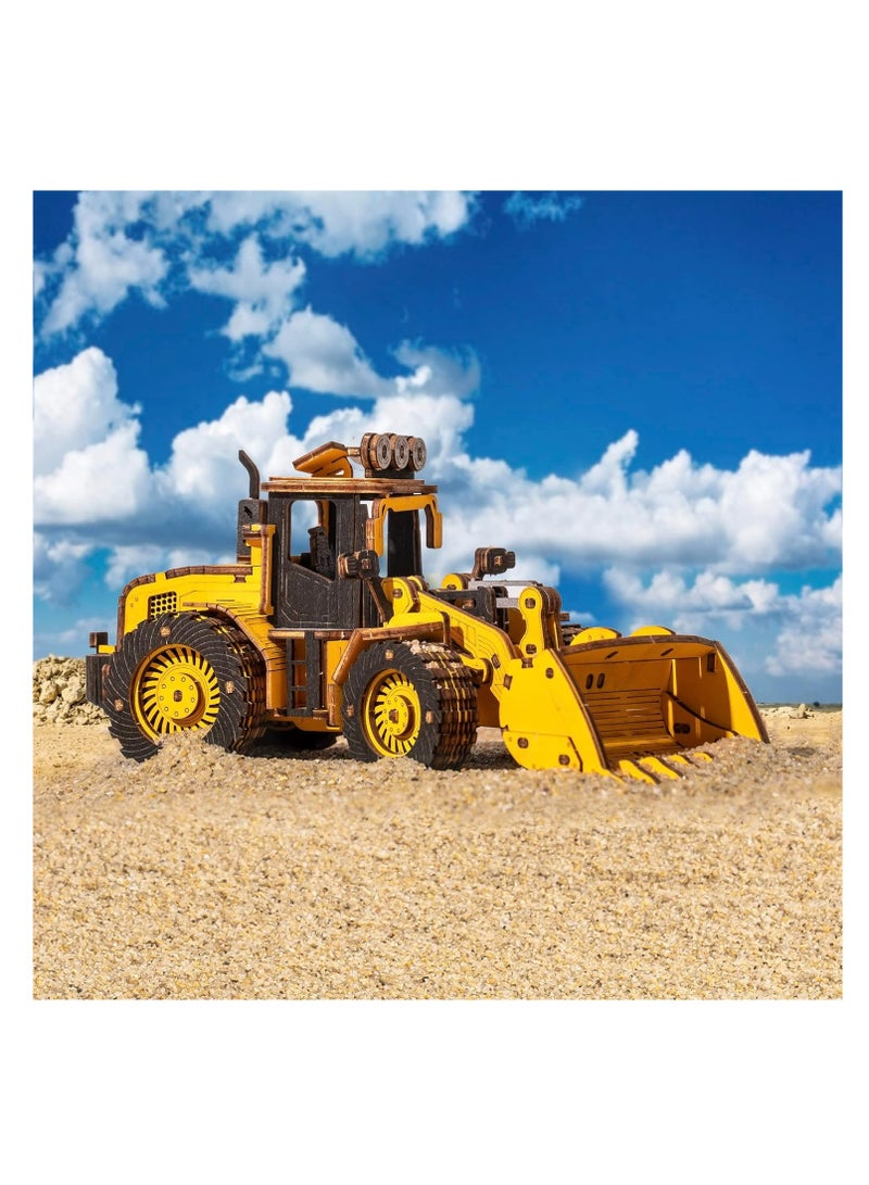 Robotime ROKR Bulldozer Engineering Vehicle 3D Wooden Puzzle TG509K,Assembly Brain Teaser 3D Wooden Puzzle DIY Build Model Crafts Kits, Unique Gifts and Home Decor for Teens or Adults - Image 5