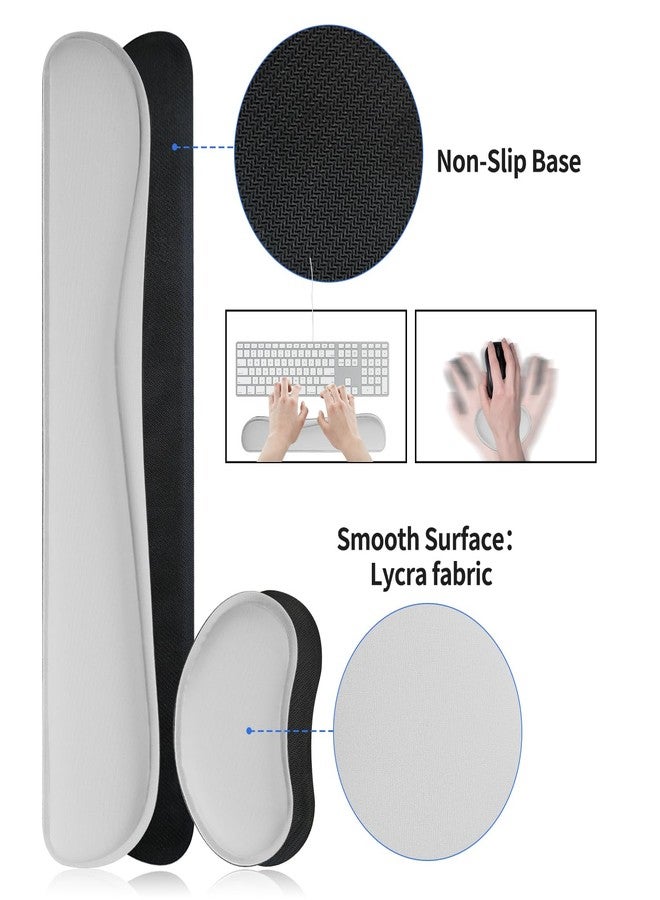 Bloss Leather Desk Pad and Keyboard Wrist Rest, Large Mouse Pad + Keyboard Pad+Mouse Wrist Support, Non-Slip Desk Mat Protector for Office, Home(31.5×15.7 Inches, Light Grey) - Image 3