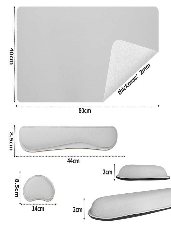 Bloss Leather Desk Pad and Keyboard Wrist Rest, Large Mouse Pad + Keyboard Pad+Mouse Wrist Support, Non-Slip Desk Mat Protector for Office, Home(31.5×15.7 Inches, Light Grey) - Image 5