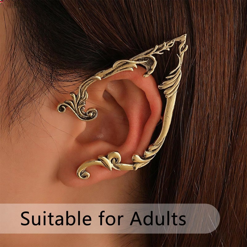 CSIYANJRY99 Elf Ear Cuffs for Women Fairy Ears Goth Punk Ear Cuffs Halloween Accessorie Gothic Punk Jewelry Wrap Droping Earrings (B-Gold) - Image 2