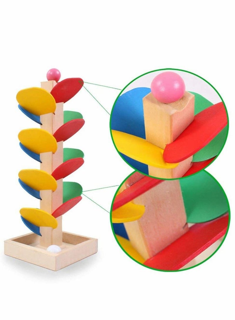 Marble Ball Run Track Game Toy Kit, Wooden Detachable Leaves Colorful Tree Kids Educational Blocks Stylish And Practical - Image 2