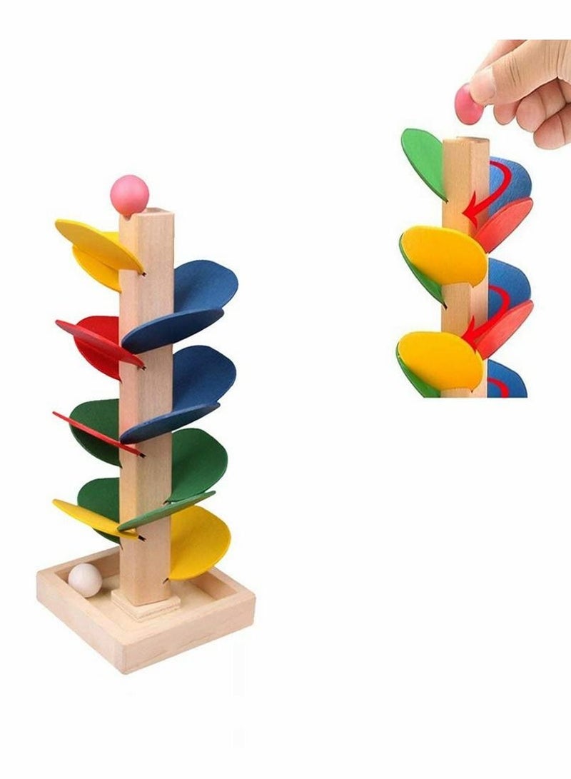 Marble Ball Run Track Game Toy Kit, Wooden Detachable Leaves Colorful Tree Kids Educational Blocks Stylish And Practical - Image 3