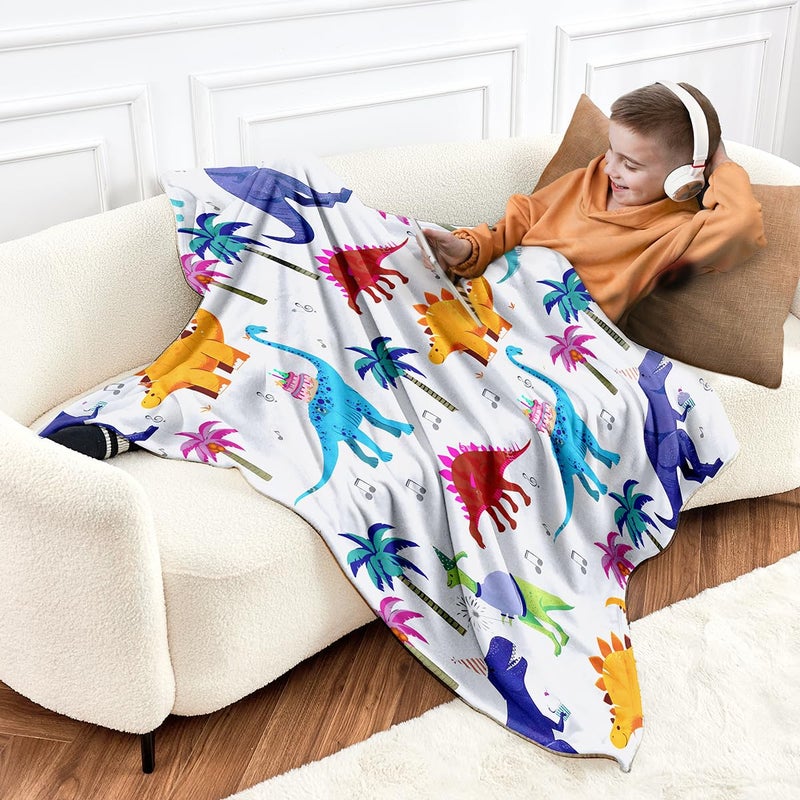 Toddler Fleece Blanket: Dinosaur Print, Ultra-Soft - Kids Throw Blanket for Boys, Home Bedtime And Playtime Use - Image 3