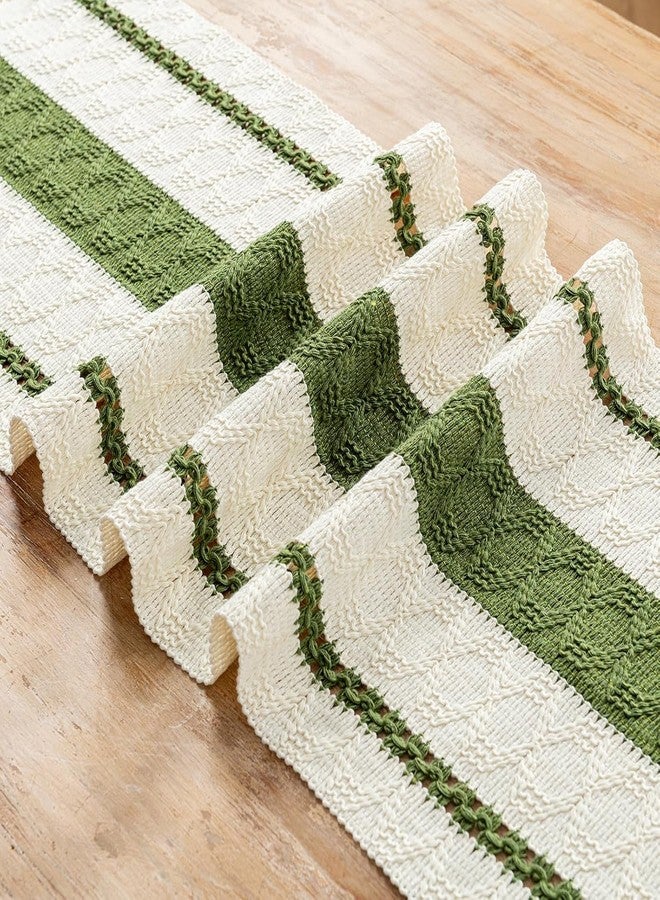 POSHREYA Cotton Table Runner for 4 6 Seater Dining Table|Centre Table|Coffee Table|Living Room|Table Decor|Eating Area|Decorative Runner|(13*72 INCHES)|Green pt|TRPS 067 - Image 4