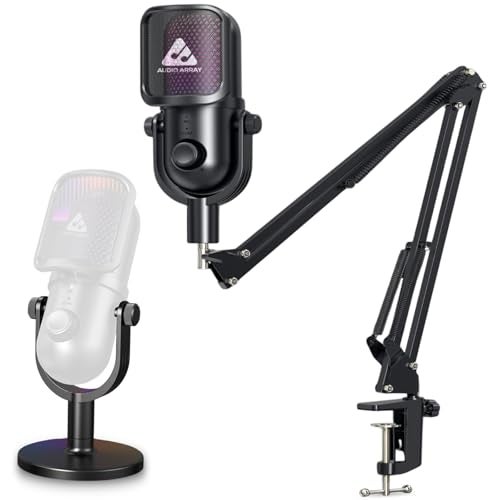 Audio Array AM-C47 RGB USB Condenser Mic Kit | AI Noise Cancellation, 192kHz/24Bit Studio Quality, Touch Control, Headphone Monitoring | Podcasting, YouTube, Gaming & Streaming | Mac/PC & Mobile - Image 1