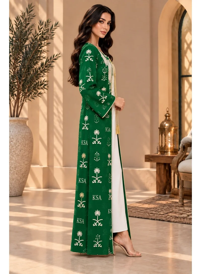 نينيكس معطف جلابية نسائي بمناسبة اليوم الوطني السعودي