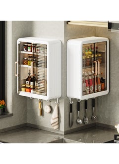 Old_Feller Kitchen Wall Cabinet Wall Mounted Bathroom Cabinet 3 Tier storage Cabinet with Doors Cupboard Organizer Over The Toilet Space for Bathroom Laundry  Living Room White Free Installation Tool  - Image 3