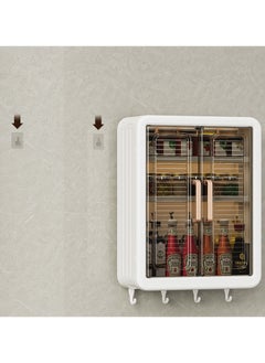 Old_Feller Kitchen Wall Cabinet Wall Mounted Bathroom Cabinet 3 Tier storage Cabinet with Doors Cupboard Organizer Over The Toilet Space for Bathroom Laundry  Living Room White Free Installation Tool  - Image 4