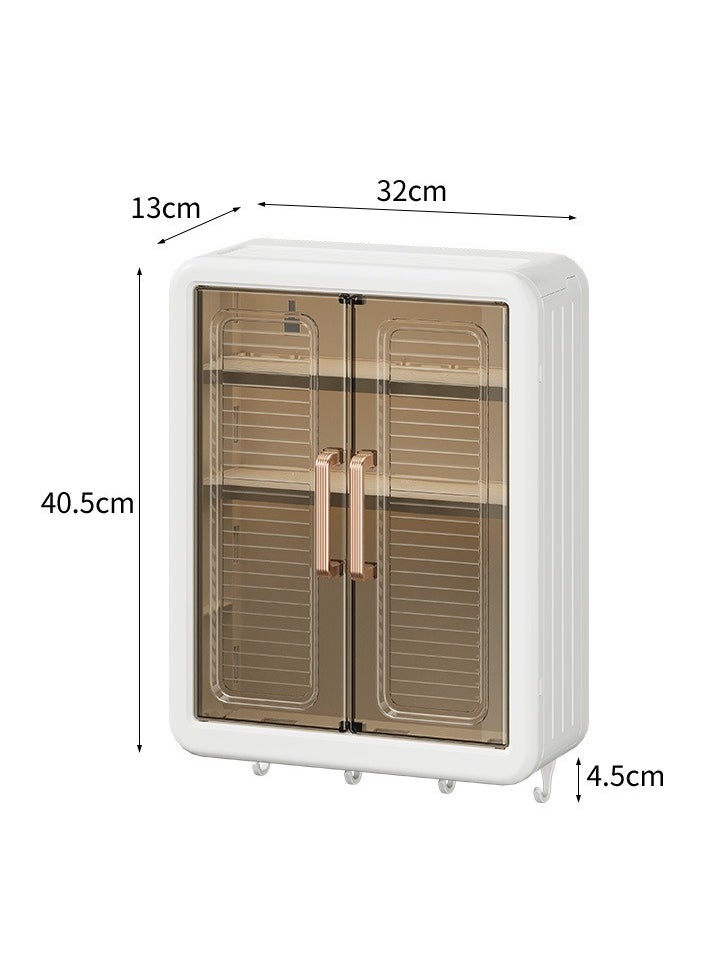 Old_Feller Kitchen Wall Cabinet Wall Mounted Bathroom Cabinet 3 Tier storage Cabinet with Doors Cupboard Organizer Over The Toilet Space for Bathroom Laundry  Living Room White Free Installation Tool  - Image 2