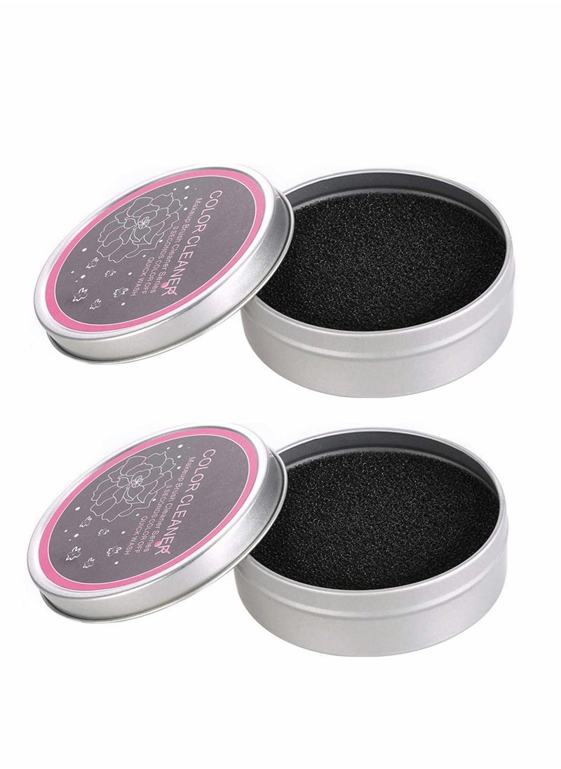 Excefore 2 Pcs Makeup Brush Cleaner Set Quick Color Removal Sponge Set Dry Brushes Cleaning Box Eye Shadow or Blush Color Removal Sponge Tool  - Image 1