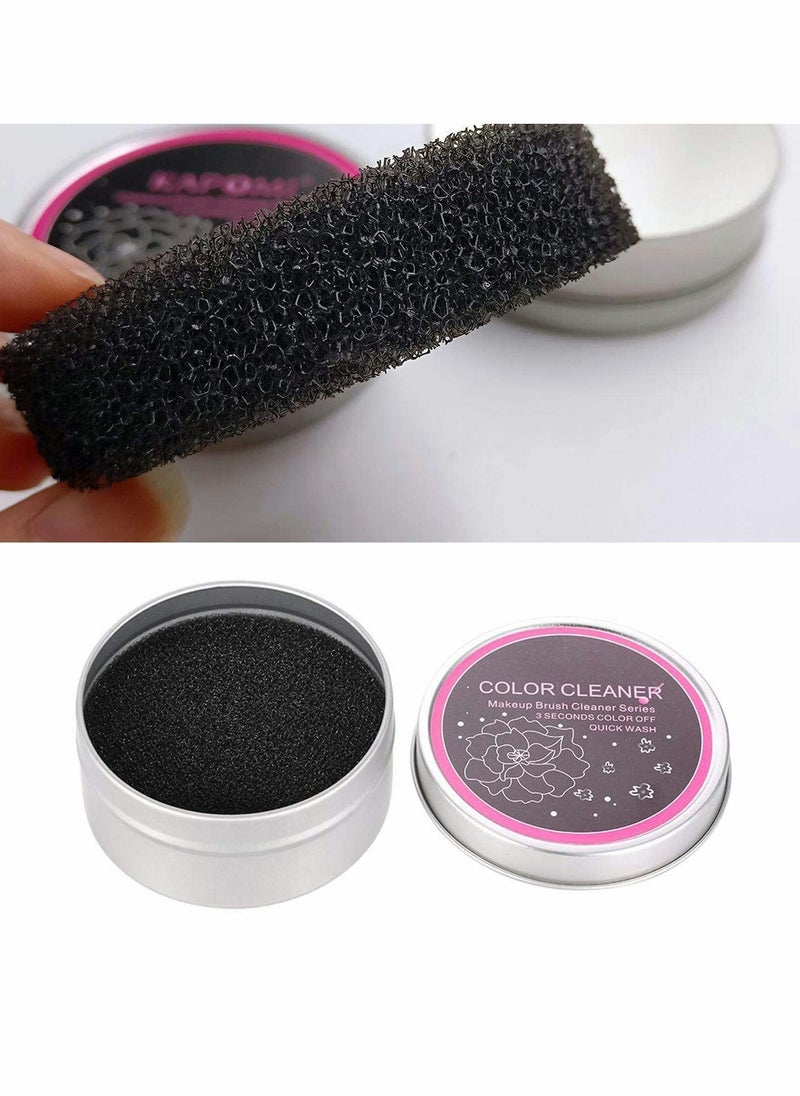 Excefore 2 Pcs Makeup Brush Cleaner Set Quick Color Removal Sponge Set Dry Brushes Cleaning Box Eye Shadow or Blush Color Removal Sponge Tool  - Image 3