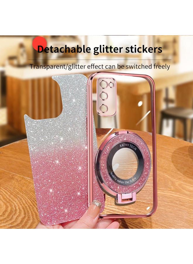 S-TOP Case For Samsung Galaxy S20 FE Plated Gradient Glitter Round Holder TPU Phone Case - Image 4