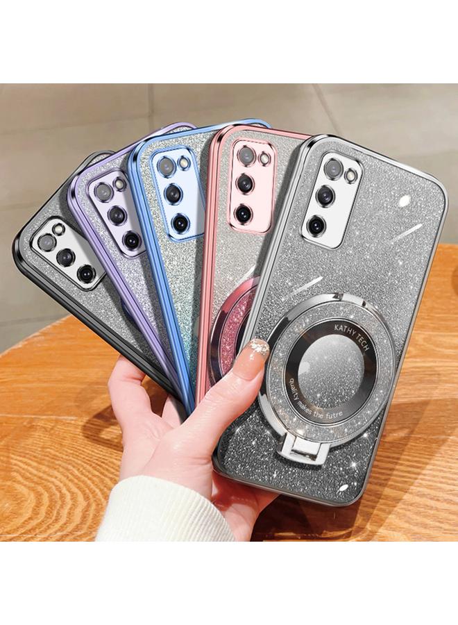 S-TOP Case For Samsung Galaxy S20 FE Plated Gradient Glitter Round Holder TPU Phone Case - Image 2