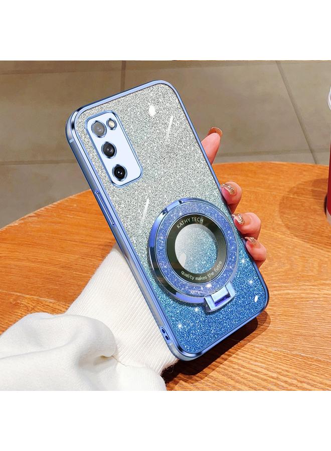 S-TOP Case For Samsung Galaxy S20 FE Plated Gradient Glitter Round Holder TPU Phone Case - Image 1