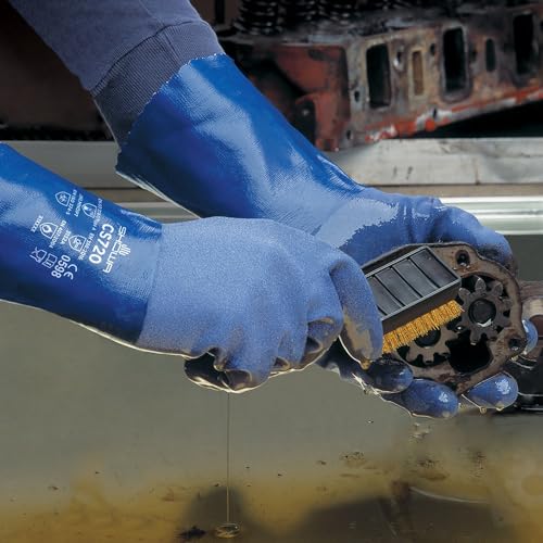 SHOWA CS720 Double Coated Nitrile Chemical Resistant Safety Gloves with Poly Liner, Food Safe, 12" Length, Medium (12 Pair) - Image 4