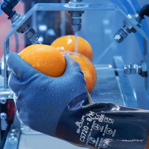 SHOWA CS720 Double Coated Nitrile Chemical Resistant Safety Gloves with Poly Liner, Food Safe, 12" Length, Medium (12 Pair) - Image 3