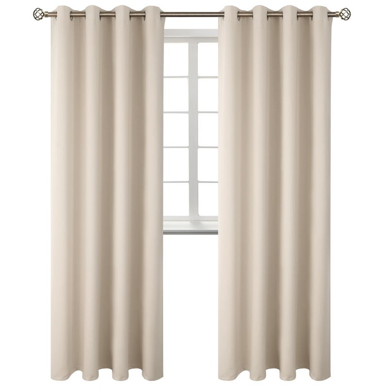 BGment Blackout Curtains - Grommet Thermal Insulated Room Darkening Bedroom and Living Room Curtains  Set of 2 Panels (46 x 63 Inch  Champagne) - Image 1