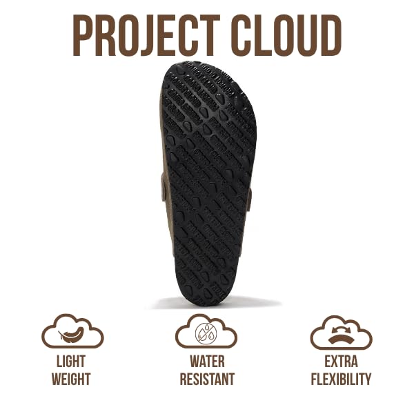 Project Cloud Mens Clogs - Full Grain Genuine Leather Memory Foam Clogs for Men Arch Support Cork Footbed - Non Slip Platform Mules (Brooklyn, TAUPSUEDE, 8) - Image 4