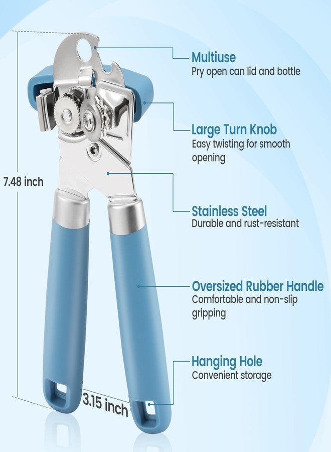 Vayvnt Heavy Duty Manual Can Opener with Magnet and Bottle Opener, Vayvnt Stainless Steel Can Opener, Oversized Handle Easy Use, Multifunctional Kitchen Essentials for Seniors, Sharp Blade&Smooth Edge, Blue - Image 2