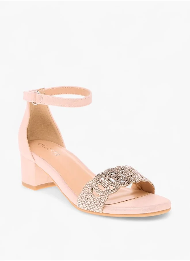 Celeste Girls Embellished Sandals With Hook And Loop Closure