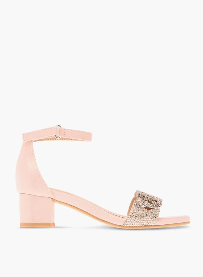 Celeste Girls Embellished Sandals With Hook And Loop Closure