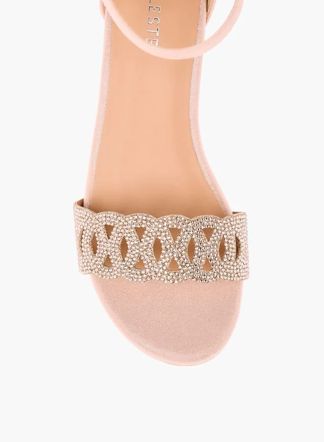 Celeste Girls Embellished Sandals With Hook And Loop Closure