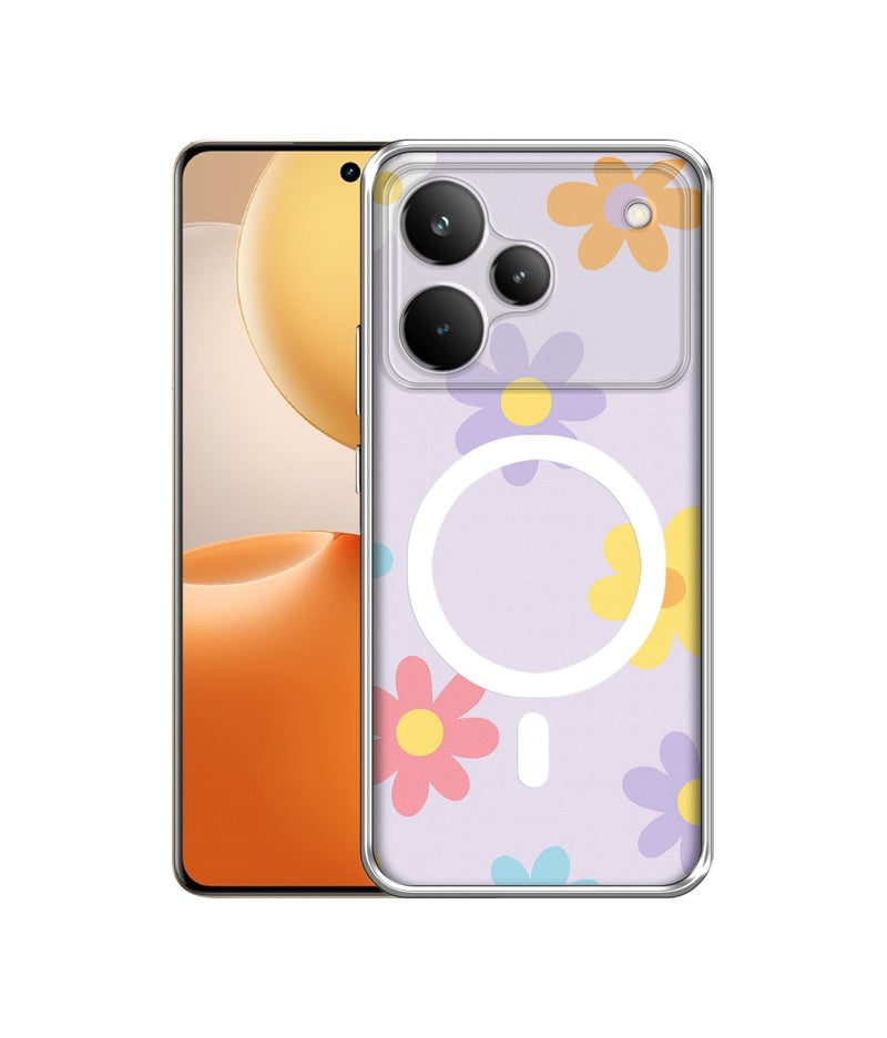 Casotec Case Cover for Realme P4 Pro 5G Spring Daisy Garden MagSafe Ring Design (Not MagSafe Compatible) | UV Printed Soft TPU Shockproof Back Case for Realme P4 Pro 5G - Image 1