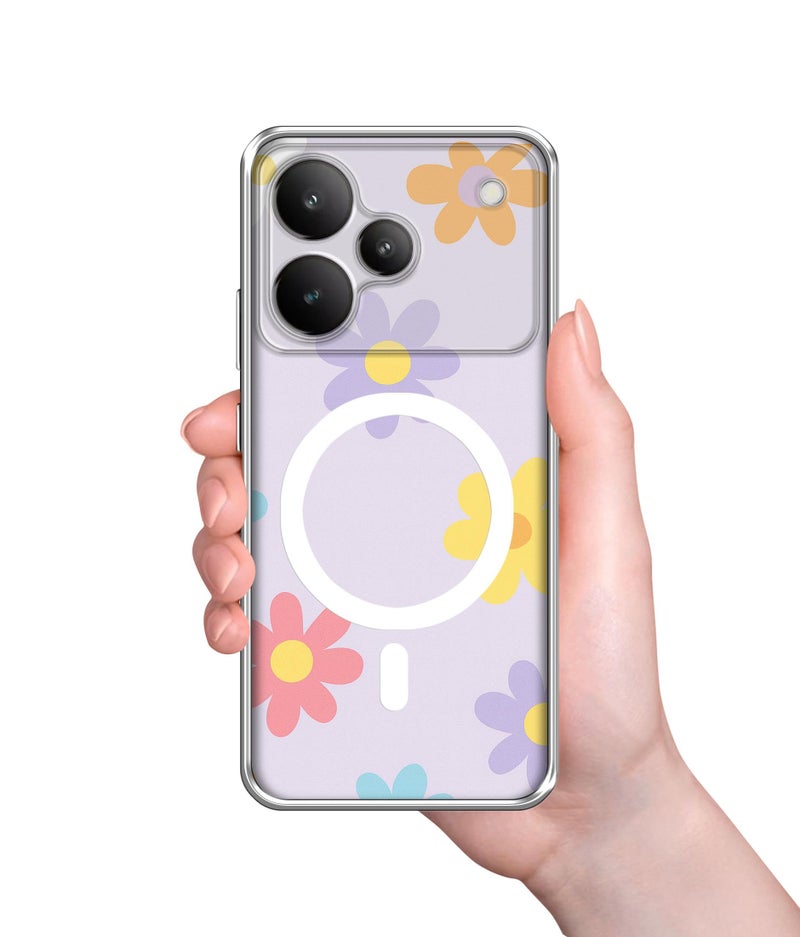 Casotec Case Cover for Realme P4 Pro 5G Spring Daisy Garden MagSafe Ring Design (Not MagSafe Compatible) | UV Printed Soft TPU Shockproof Back Case for Realme P4 Pro 5G - Image 3