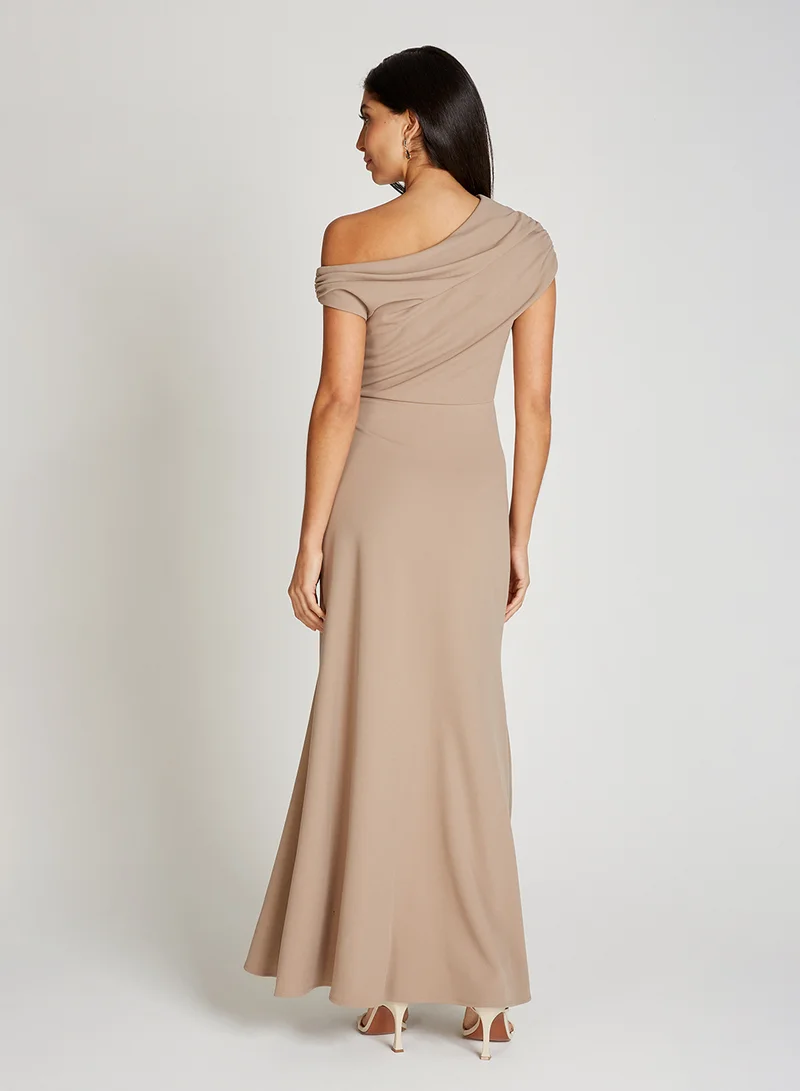 Little Mistress Smoke Asymetric Neckline Maci Dress