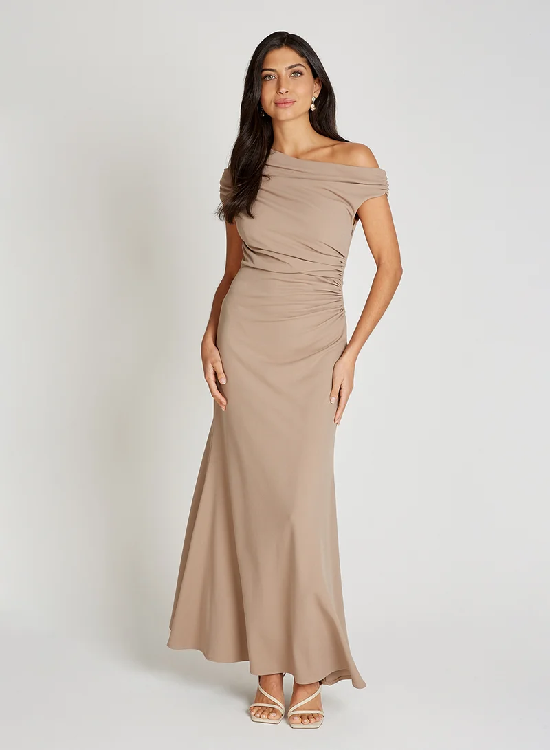 Little Mistress Smoke Asymetric Neckline Maci Dress