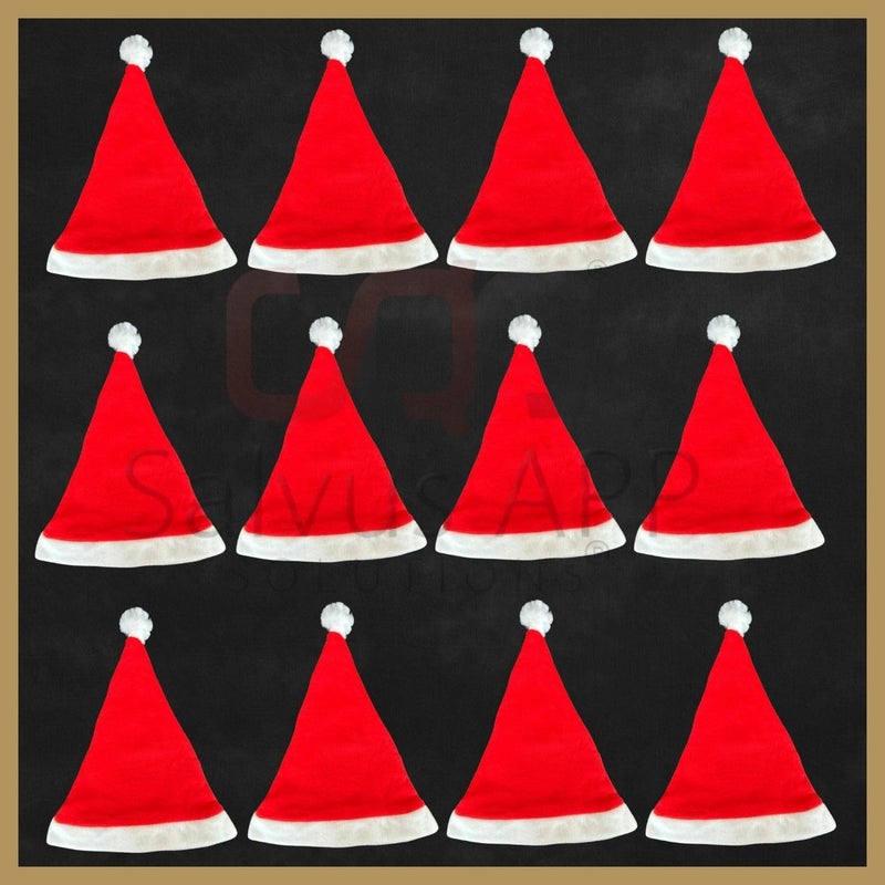 Salvus App SOLUTIONS Salvus APP SOLUTIONS Christmas Special Santa Claus HatCap Short Plush with White Cuffs NonWoven Fabric for Costume Party Christmas Fancy Dress Competition Pack of 12_Standard - Image 4