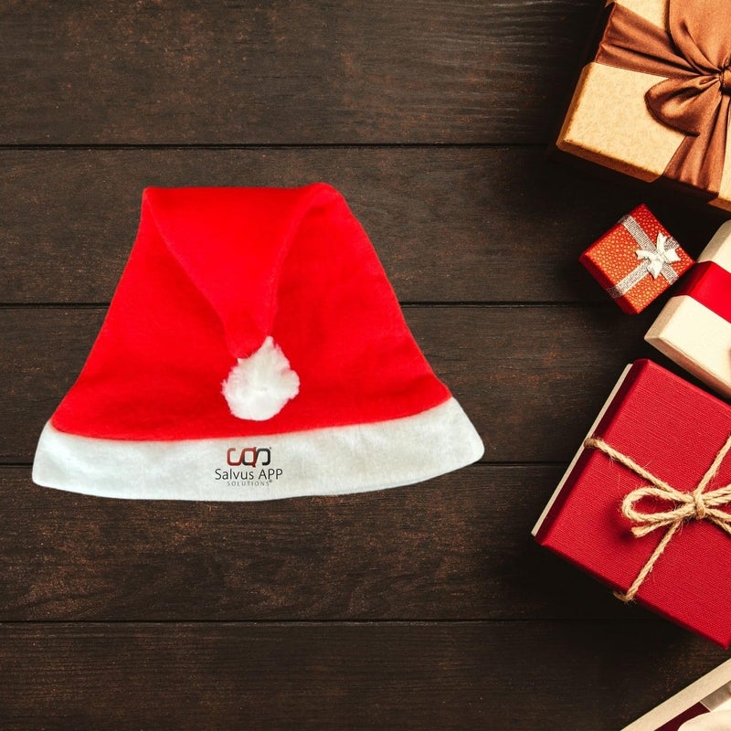 Salvus App SOLUTIONS Salvus APP SOLUTIONS Christmas Special Santa Claus HatCap Short Plush with White Cuffs NonWoven Fabric for Costume Party Christmas Fancy Dress Competition Pack of 12_Standard - Image 5