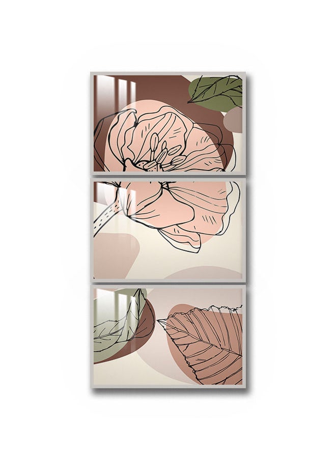 ماركتنا ثلاث لوحات جدارية120x60سم مع برواز فضي وطبقة اكريلك شفاف بتصميم عصري  - Image 2
