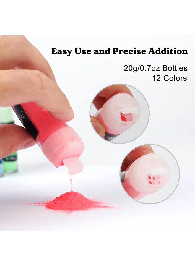 LET'S RESIN LET'S RESIN 12 Colors Glow in The Dark Pigment Powder - 20g/0.7oz Each Bottle Epoxy Resin Luminous Pigments Long Lasting for Slime, Nails, Acrylic Paint, Halloween Decoration,Art,Crafts - Image 2