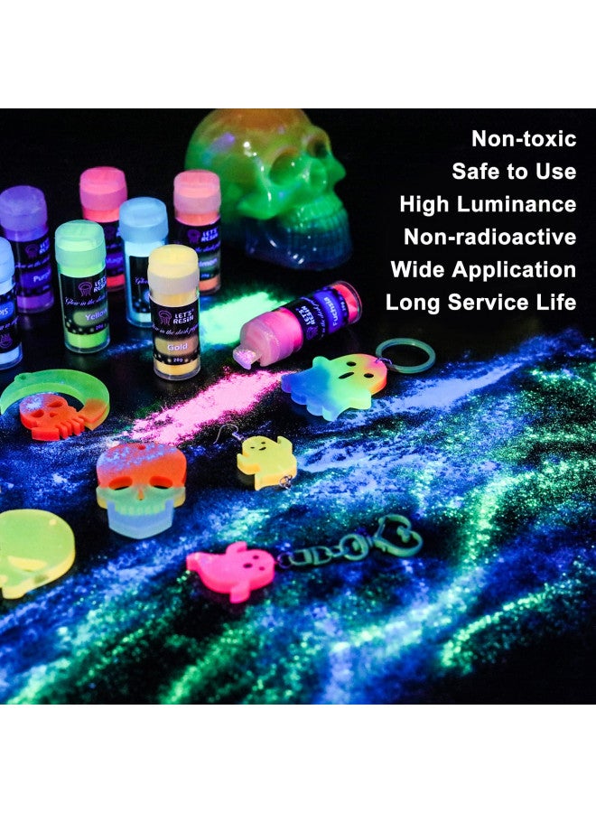 LET'S RESIN LET'S RESIN 12 Colors Glow in The Dark Pigment Powder - 20g/0.7oz Each Bottle Epoxy Resin Luminous Pigments Long Lasting for Slime, Nails, Acrylic Paint, Halloween Decoration,Art,Crafts - Image 1