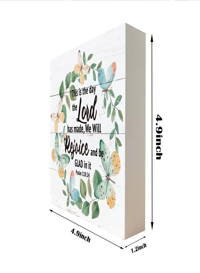Razpah Christian Sign, Scripture Decor, Wooden Box Sign Desk Decor, Inspirational Table Signs, Religious Artwork, Rustic Box Sign for Home Living Room, Psalm 118:24 - This is the Day the Lord has Made Sign - Image 2