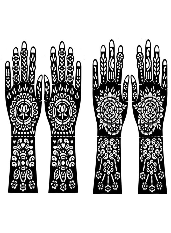 JMC Mehndi Henna Stencil Set - 4 Pcs Floral & Mandala Body Art Templates for Bridal, Festival & Temporary Tattoos Rset53 - Image 2